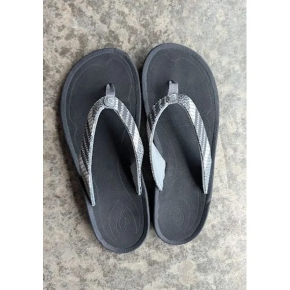 Olukai Sandals Womens 6 Kulapa Kai Thong Flip Flops Flats Slip On Comfort Gray